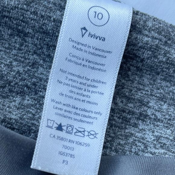 Ivivva by Lululemon Athletic Leggings Grey with side pockets Girls Size 10 - Picture 6 of 15